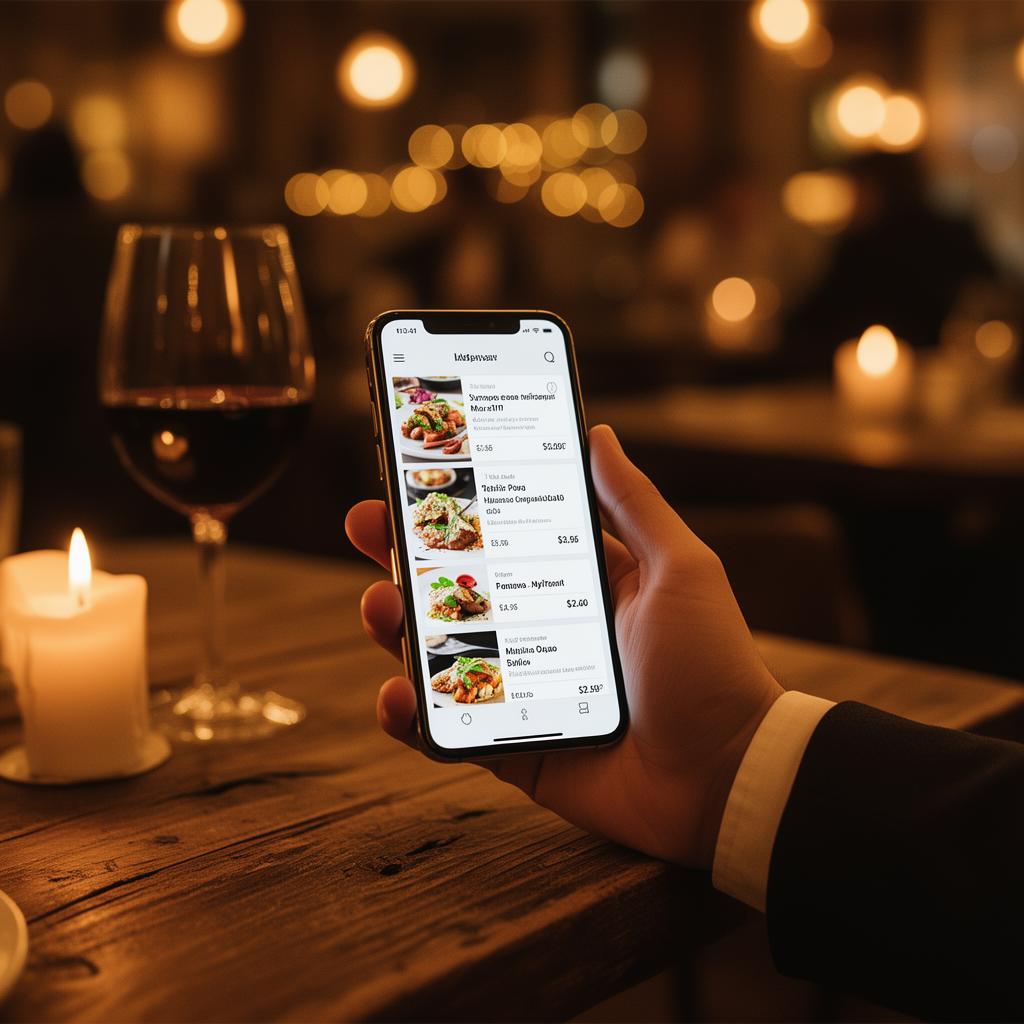 Phone showing an AI-generated digital restaurant menu